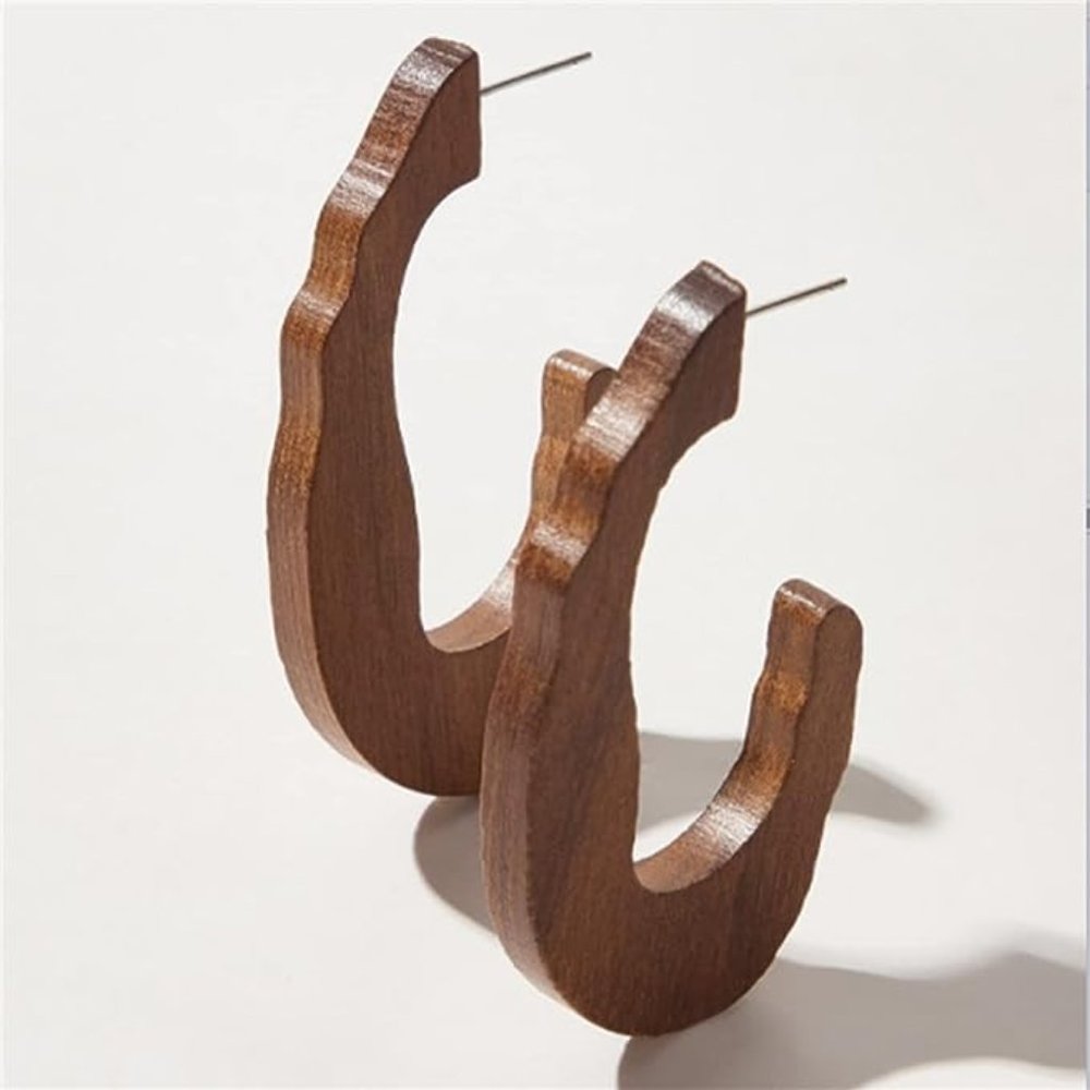 Anthro Natural Wooden Earrings - Picture 2 of 6